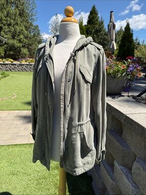 Olive Green Utility Jacket with Hood